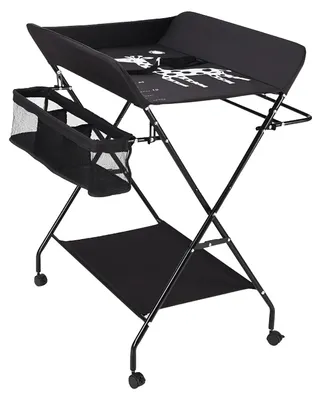 Image de Table à langer, réglable en hauteur, pliable, noire