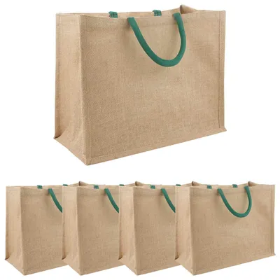 Immagine prodotto di Borse in iuta, 5 pezzi. Materiale naturale ed ecologico. Dimensioni: 42 x 33 x 19 cm