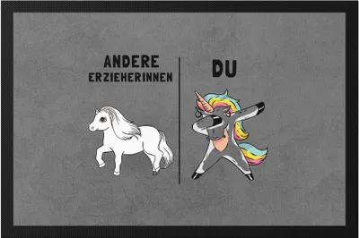 Produktbild von Erzieherin Fußmatte Kindergarten Abschied Einhorn Lustig Dankeschön & Abschiedsgeschenk Kindergarten Kita