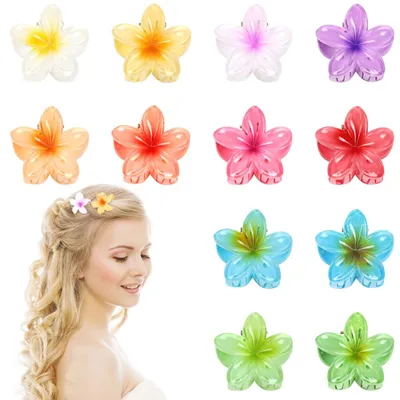 Imagen del producto de Solidchoice - Juego de 12 pequeñas pinzas para el cabello con forma de flor, para mujeres