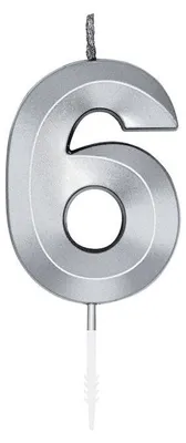 Produktbild von Zahlenkerze Kuchenkerze 6cm silber 6