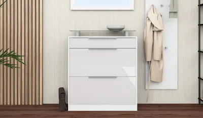 Produktbild von Schuhschrank "Oliva1" stehend, weiß-glänzend