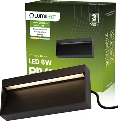 Produktbild von LUMILED Außenwandleuchte 6W Modern 230V 4000 K neutralweiß Wandlampe Außenlampe Wandleuchte Hartglas Aluminium Schwarz IP54 Wasserdicht Outdoor Außen Garten Gartenlampe