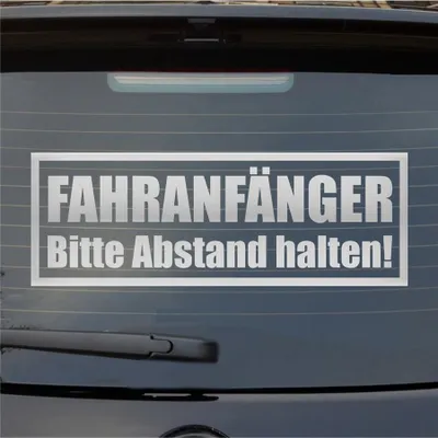 Produktbild von Heckscheibenaufkleber Fahranfänger Bitte Abstand halten 55x19 cm Silber Auto Aufkleber Sticker