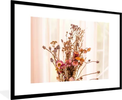 Produktbild von MuchoWow® Gerahmtes Poster Getrocknete Blumen - Stillleben - Farben 90x60 cm - Poster mit Schwarzem Bilderrahmen Wandposter Rahmen Foto Bilder - Wanddekoration - Fotos