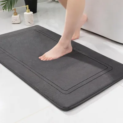 Produktbild von Badematte rutschfest weich saugfähig 60x90cm Dunkelgrau