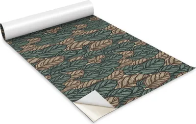 Immagine prodotto di Pellicola autoadesiva per mobili - Pellicola decorativa - Mobili da tavolo - Tagliabile su misura - Foglie boho disegnate - 100 x 50 cm