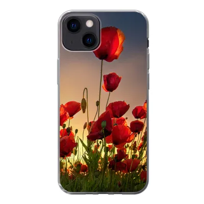 Produktbild von MuchoWow® Handyhülle Schutzhülle Hülle für iPhone 13 Bunter Himmel über einem Mohnblumenfeld in Dänemark Silikon Softcase Handy Hülle - Karteninhaber