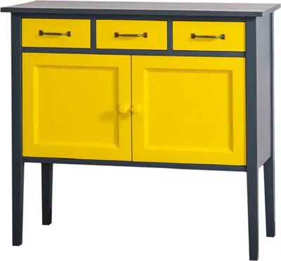 Produktbild von Casa Padrino Landhausstil Kommode mit 3 Schubladen und 2 Türen Dunkelgrau / Gelb 100 x 41 x H. 90 cm - Landhausstil Möbel