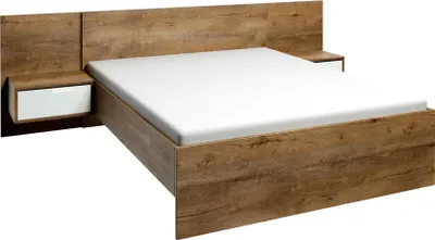 Produktbild von Komplettes Schlafzimmer Set Bett Nachttisch Kleiderschrank Kommode Design 5 tlg.