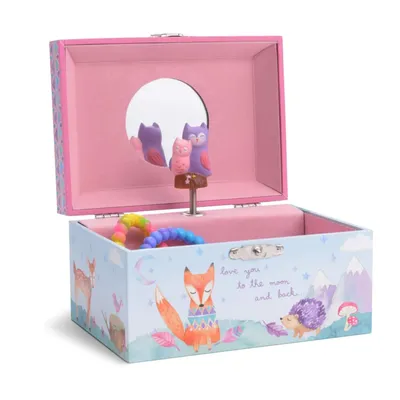 Produktbild von Jewelkeeper Schmuckschatulle mit Spieluhr und Eulenmotiv für Mädchen mit drehenden Eulen, Walddesign, Twinkle Twinkle Little Star Tune – Schmuckschatulle für Mädchen als Geburtstagsgeschenk