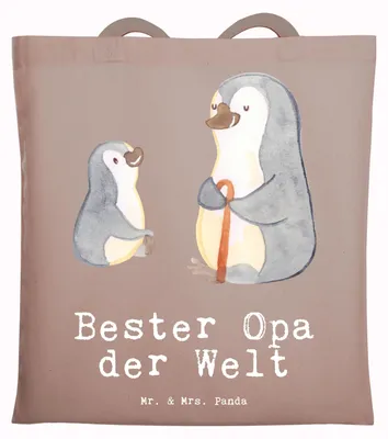 Produktbild von Mr. & Mrs. Panda festivaltasche Pinguin Bester Opa der Welt - Braun Pastell - Geschenk, Enkel, Tasche, Tote Bag, Mitbringsel, Großvater, Kleinigkeit, Geburtstag, Beutel