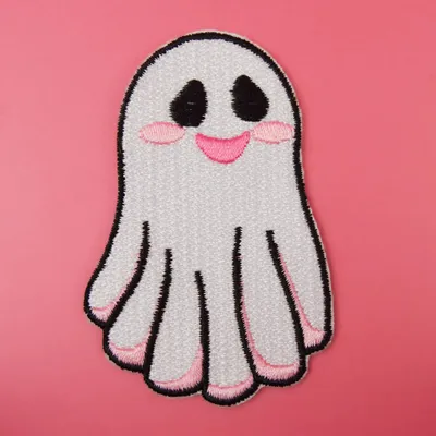 Produktbild von Aufbügelbarer Textil-Aufnäher mit niedlichem Geist-Motiv, ca. 5x7cm Größe