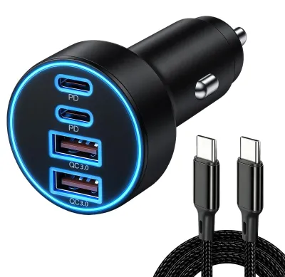 USB-C-Autolader, 90 W, 4 Ports, für Zigarettenanzünder