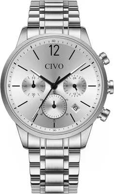 Image de Montre-bracelet chronographe pour homme, analogique, à quartz, en acier inoxydable, étanche, avec date, noir, argent et or – une montre élégante pour homme
