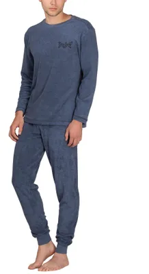 Produktbild von Moonline - Herren Frottee Schlafanzug mit Rundhals-Ausschnitt ; blau , XL