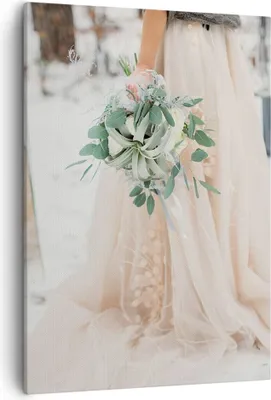 Produktbild von Bild auf Leinwand - Leinwandbild - Einteilig - Blumenstrauß Hochzeit Kleid - 50x70cm - Wand Bild - Wanddeko - Wandbilder - Leinwanddruck - Wanddekoration - Leinwand bilder - Wandbild - PA50x70-5175