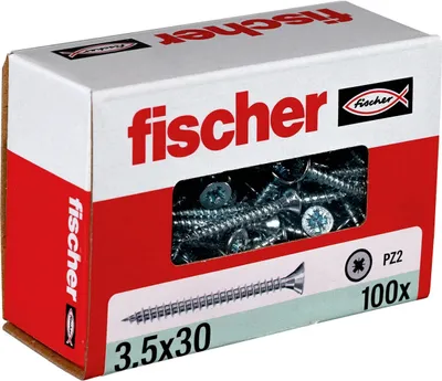 Produktbild von fischer Schrauben Holz Senkkopf Carbon steel PZ2 - FSPII CZP 3,5 x 30mm 100 Stk.