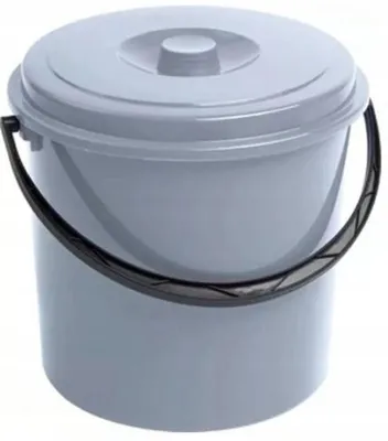Produktbild von Kunststoff-Haushaltseimer mit Deckel, grau, 10 L, 29 x 27 x 28 cm