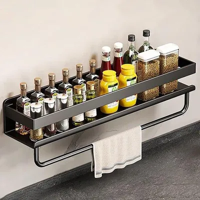 Produktbild von Wandkräuterregal schwarz Metall 50x10x8cm