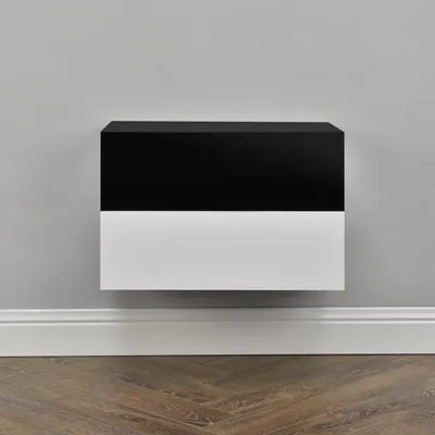 Produktbild von Wandregal 'Oslo' mit Schublade 2er Set 46x30x15cm Weiß und Schwarz Hochglanz