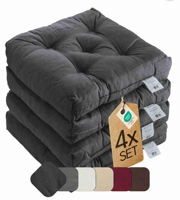 Image de Coussin d'assise Coussin de chaise Indoor & Outdoor Set de 4 pièces 42x42 cm - Anthracite - etérea Heidi Coussin de chaise Garniture