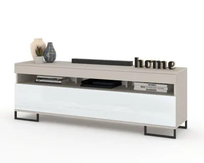 Produktbild von Modern TV-Lowboard Fernsehschrank PLAY STEHEND Cashmere/Weiß Hochglanz 160cm