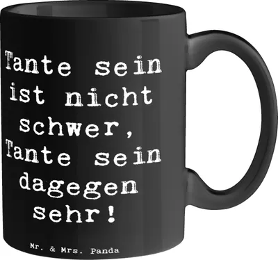 Produktbild von Mr. & Mrs. Panda Becher Spruch Tolle Tante - Schwarz - Geschenk, Verwandtschaft, Tasse, Familienmitglieder, Familie, Nichte, Kaffeetasse, Kaffeebecher, bedruckt, keramik