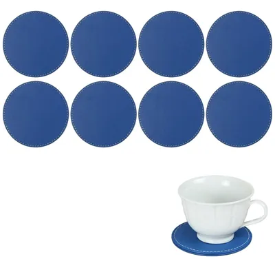 Imagen del producto de Omgoods - 8 posavasos de cuero - Antideslizantes y resistentes al calor