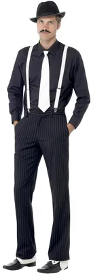 Produktbild von Smiffys 20er Jahre Gangster Kostüm-Set 5-teilig Schwarz-weiß für Herren, Größen M-XL