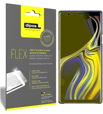 Produktbild von 3x Samsung Galaxy Note 9 Schutzfolie Folie, 100% Displayabdeckung, dipos Flex