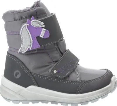 A single child's boot is shown against a white background.