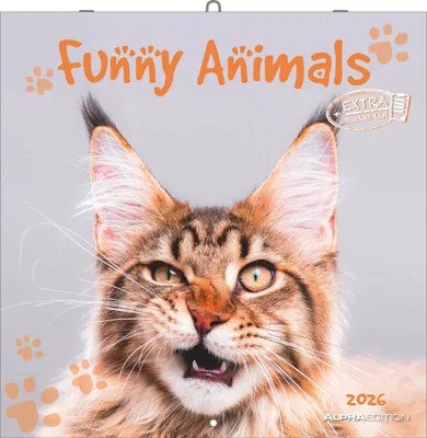 Produktbild von Funny Animals 2026  - Wand-Kalender - Broschüren-Kalender - 30x30 - 30x60 geöffnet