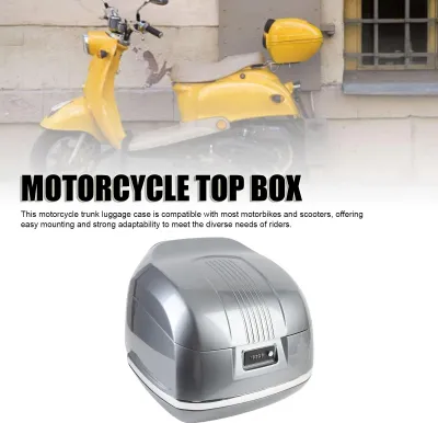 Produktbild von Motorrad-Heckbox, 35 l Fassungsvermögen, regensicher, stilvoller Motorrad-Heck-Aufbewahrungskoffer für Radfahren, Grau