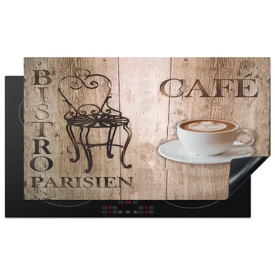 Obrázek produktu pro KitchenYeah® Kryt varné desky Bistro Parisien - Café - Coffee - Vintage, 91x52cm, dekorace do kuchyně, keramický kryt varné desky, krycí deska na varnou desku
