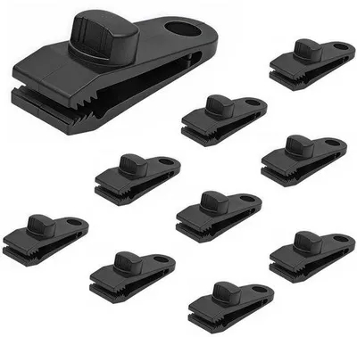 Obrázek produktu pro Sponky na plachty - 10 kusů - Univerzální sponky na plachty - Sponky na podlahu stanu - Sponky na plachty - Sponky na plátno - Sponky na markýzu - Sponky na stan - Sponky na plachty - Robustní sponky na plachty - vhodné pro plachty, stany, plátna a plachty lodí - Černé