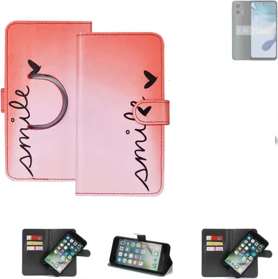 Produktbild von K-S-Trade Schutzhülle Handyhülle kompatibel mit Motorola Moto G 5G (2023) Hülle cover bookstyle Etui “smile“ rot Standfunktion Kameraschutz