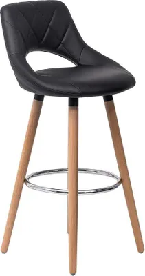 Image de Tabourets de bar noirs avec dossier et structure en bois