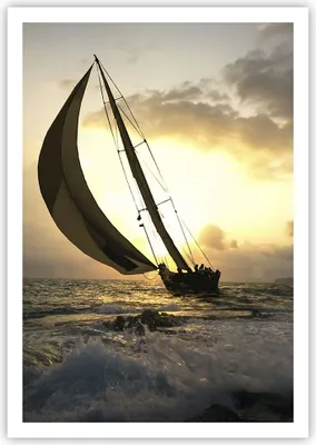 Produktbild von Poster - Poster ohne Rahmen - Schiff Sonnenuntergang Sonne Landschaft - 70x100 cm - Wand Bild - Wanddeko - Wandbilder - Kunstposter - Wandposter - Bilder - Kunstdruck - Wandbild - P2XPA70x100-3158