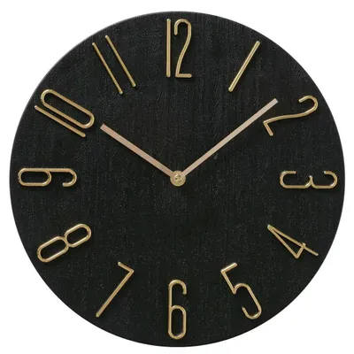 Produktbild von BOLTZE Wanduhr "Tempo" aus Kunststoff in schwarz/gold B30cm, Uhr