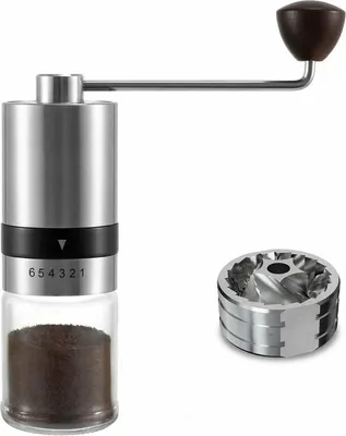 Produktbild von Manuelle Kaffeemühle mit 6 Mahlgraden, Edelstahlkonstruktion, handliche Kaffeemühle für Büro, Camping, Reisen, als Geschenk für Zuhause