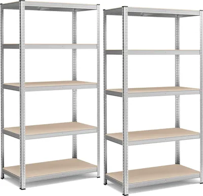 Produktbild von Schwerlastregal 50x100x200 cm 600 kg 5 Ablagen Silber 2er