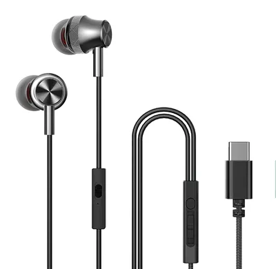 Productafbeelding van OKCSC Bedrade USB-C hoofdtelefoon met microfoon, bedraad, Type C met geluidsregeling