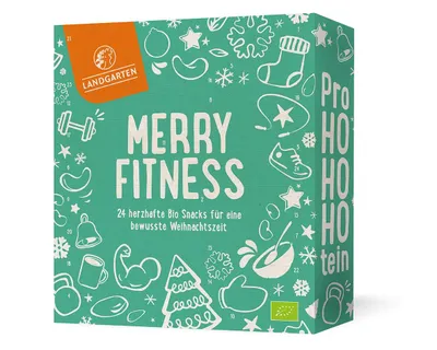 Image de Landgarten Merry Fitness Calendrier Avent 2026 avec 24 snacks bio vegan