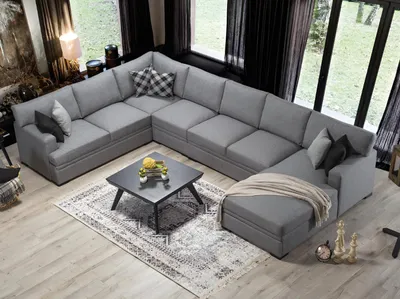 Produktbild von Modern Design Möbel Sofa U-Form Grau Ecksofa Wohnzimmer Einrichtung Neu