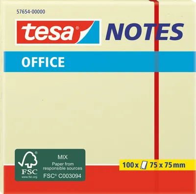 Image de TESA 57654 Post-it Carré Jaune Auto-adhésif