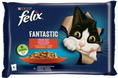 Productafbeelding van Felix 7613039778074, Volwassen kat, Rundvlees, Kip, Lam, 85 gram