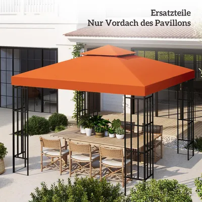 Produktbild von Ersatzdach Pavillon 3x3 m wasserabweisend, Pavillondach Doppeldach, Polyester 180g/m² UV-Schutz, Rostrot | 300x300 cm | 8 Ösen & Klettbänder