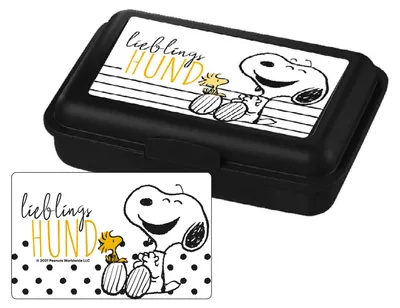 Produktbild von The Peanuts Brotdose Snoopy - Lieblings Hund Lunchbox Butterbrotdose mit Trennwand Schwarz