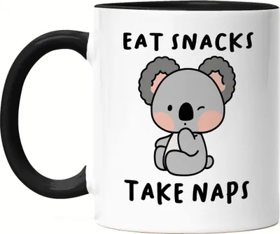 Produktbild von Eat Snacks Take Naps Tasse Schwarz Koala Koalabär Geschenkidee Australien Work And Travel